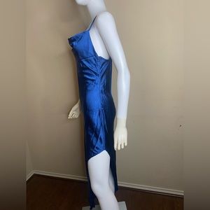 Cowl Neck Sleeveless Strappy Cami Split Slit Party side high low party dress.